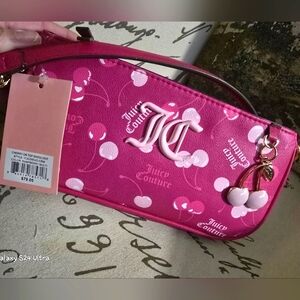 Juicy Couture Cherry 🍒 On Top Shoulder Bag NWT In Raspberry Color w/ Charm